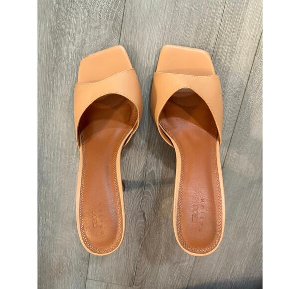 Wide Fit- ASOS DESIGN Nude Square Toe High Heel Mules, Size 10 - Picture 1 of 4
